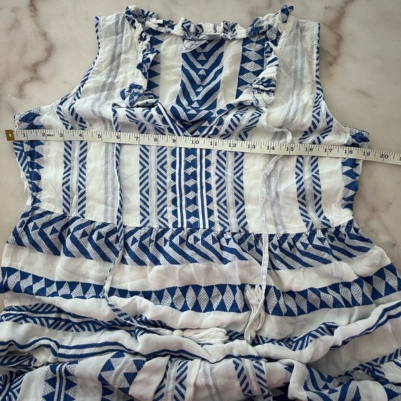 Goa Beachwear By Japna Blue White Print Tiered  Maxi Dress Sz M - Picture 11 of 13